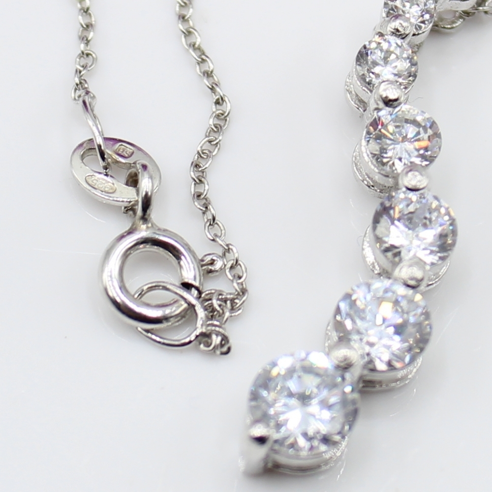 Sterling Silver CZ journey necklace - Picture 4 of 7